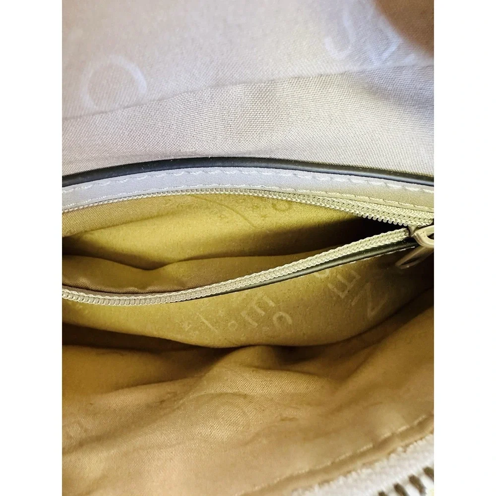 Jones New York Signature Fanny Bag‎ Belt Off White Gray Front & Back Zipper